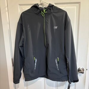 New Balance Gray Hooded Jacket with Neon Accents
